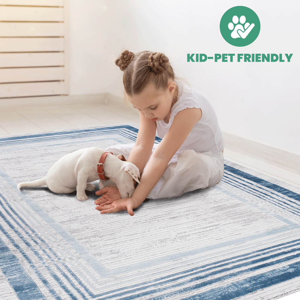 NAAR MARFI Collection Bordered Non-Shedding and Stain Resistant Area Rug