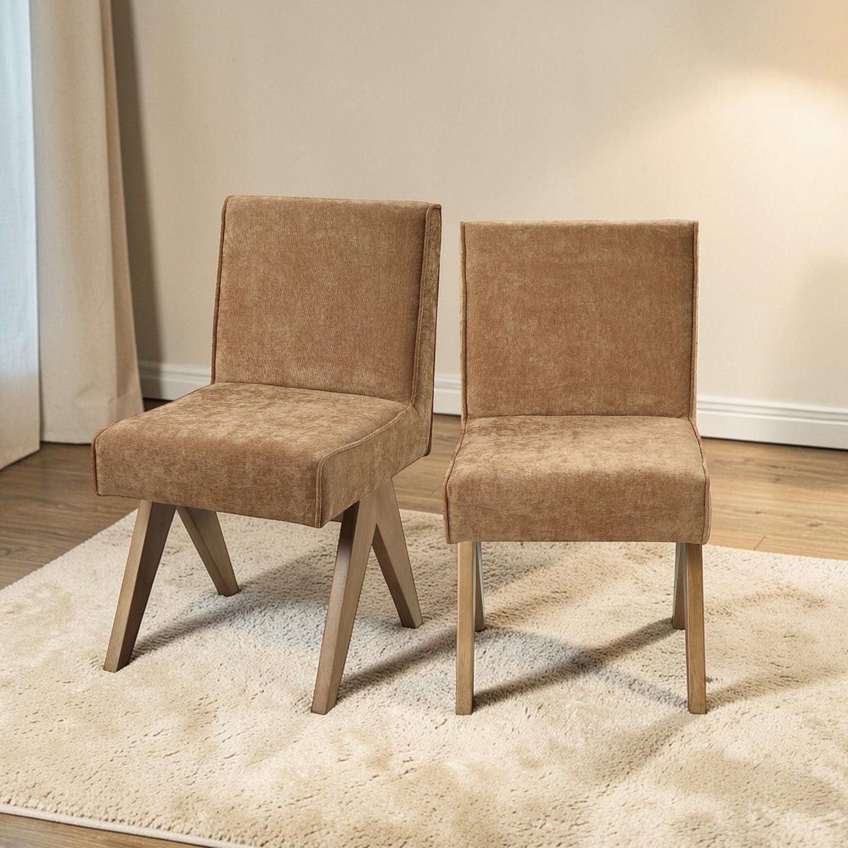 Zoey Side Chair Set of 2 with Padded Chenille Cushion - Chocolate
