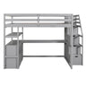 Loft Bed With Desk, Shelves, 2 Drawers, Storage Staircase