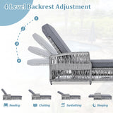 GO Outdoor Long Reclining Chaise with Armrests and Cushions