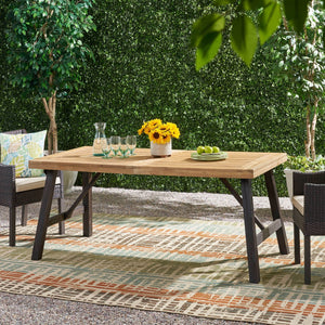 Outdoor Weather Resistant Dining Table With Slat Panel Design