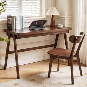 100% Solid Rubber Wood Computer Desk, Retro