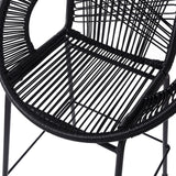 Ferrara Outdoor Patio Barstool Set of 2 - Black Faux Wicker PE Rattan with Iron Frame