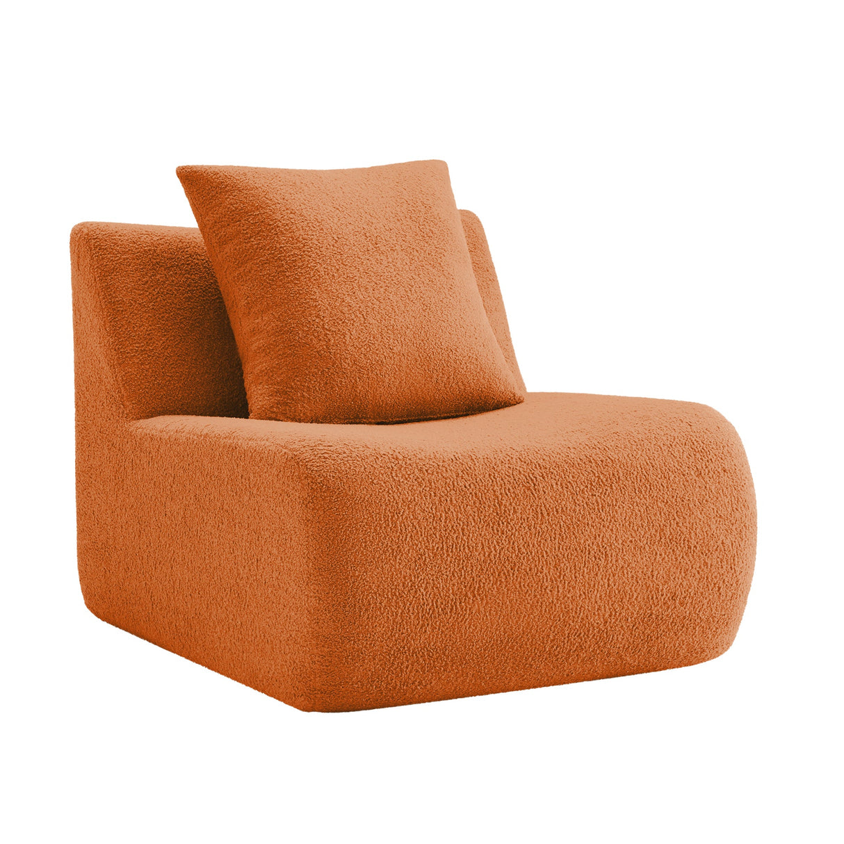 Armless Sofa With Pillow Teddy Fabric - Orange