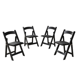Solid Wood Upholstered Folding Chair Set, Dining Room (Set of 4)