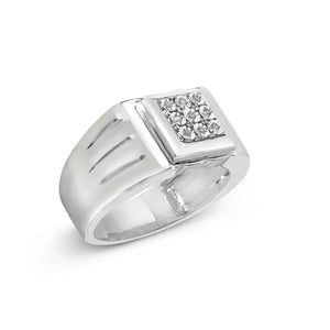 .925 Sterling Silver Diamond Accent Miracle-Set 9 Stone Ridged Band Gentlemen's Fashion Ring (I-J Color, I3 Clarity) - Size 10