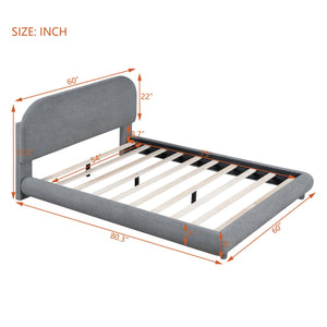 Upholstered Platform Bed With Thick Solid Frame And Stylish Curve-Shaped Design