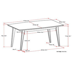 Rectangular Dining Table with Durable Solid Rubberwood Construction - Brown