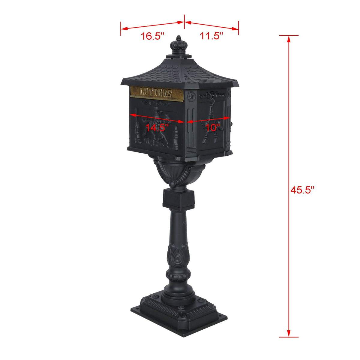 Cast Aluminum Mailbox with Durable Construction – Dark Brown, Black, or White