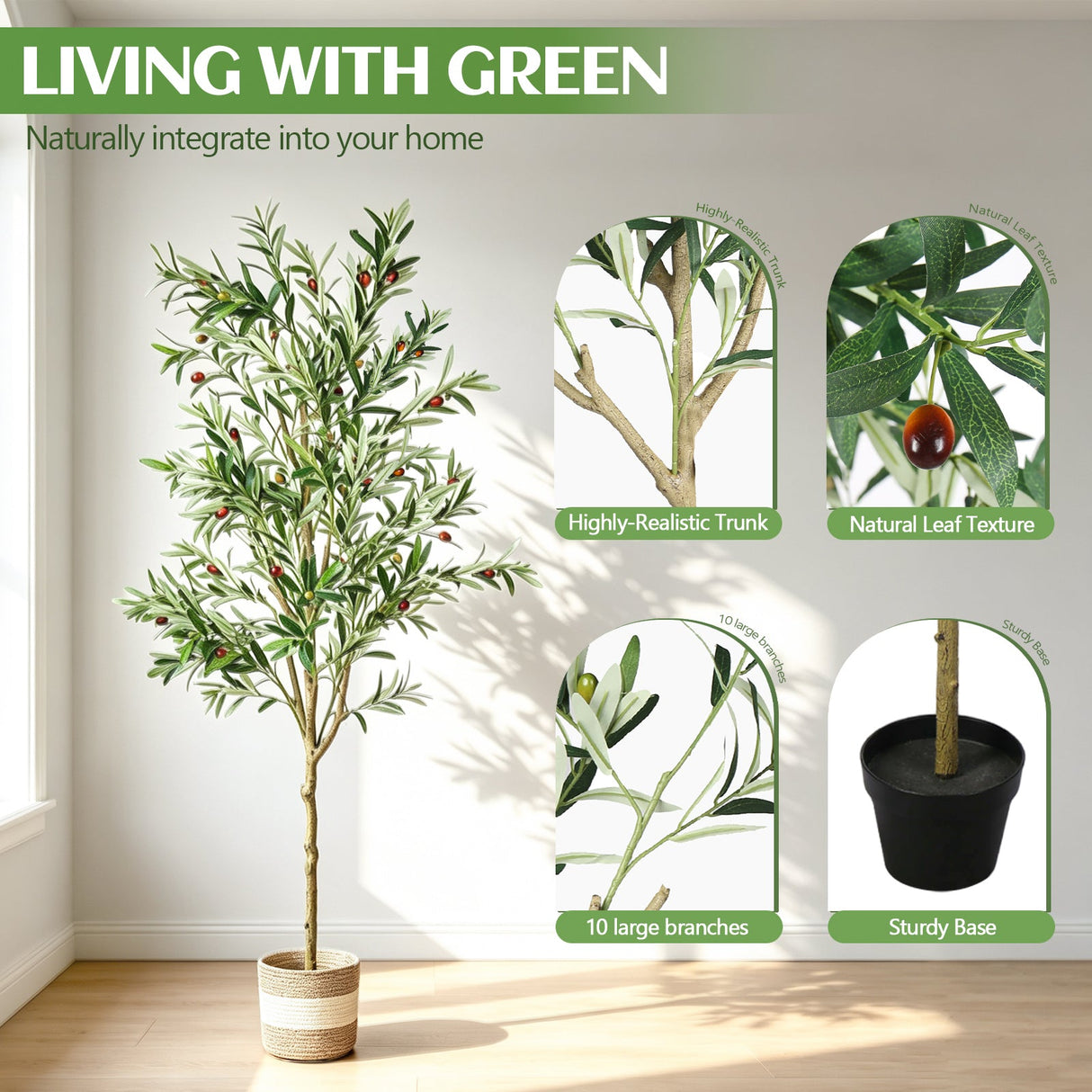 6FT Artificial Olive Tree Indoor Faux Plant