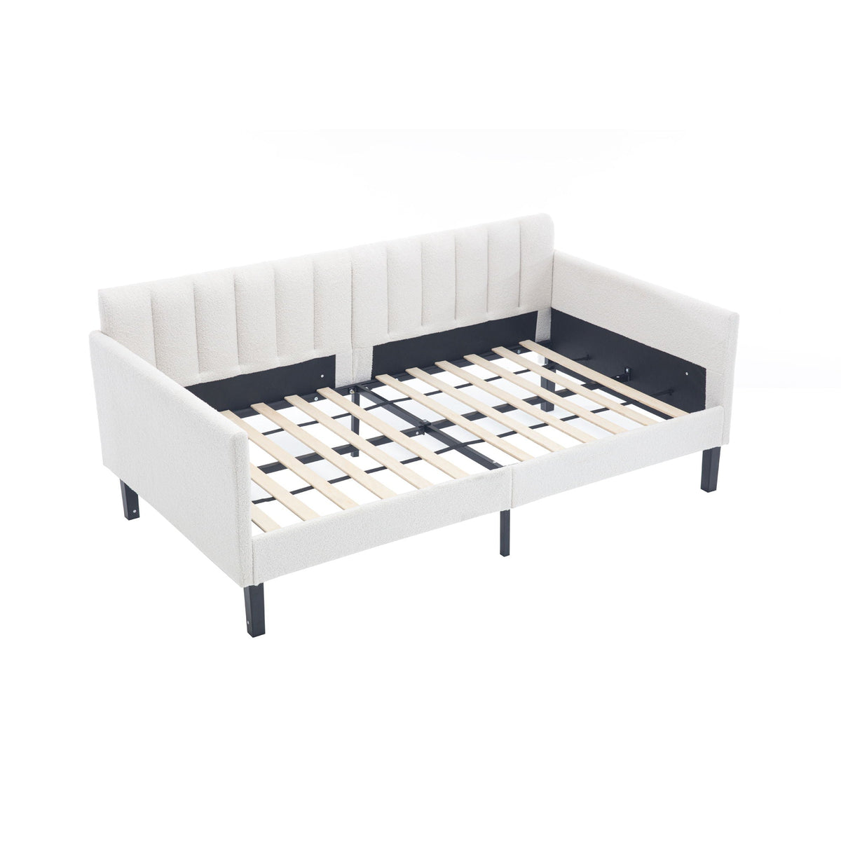 Elena - Boucle Upholstered Daybed, Ribbed Tufted Backrest