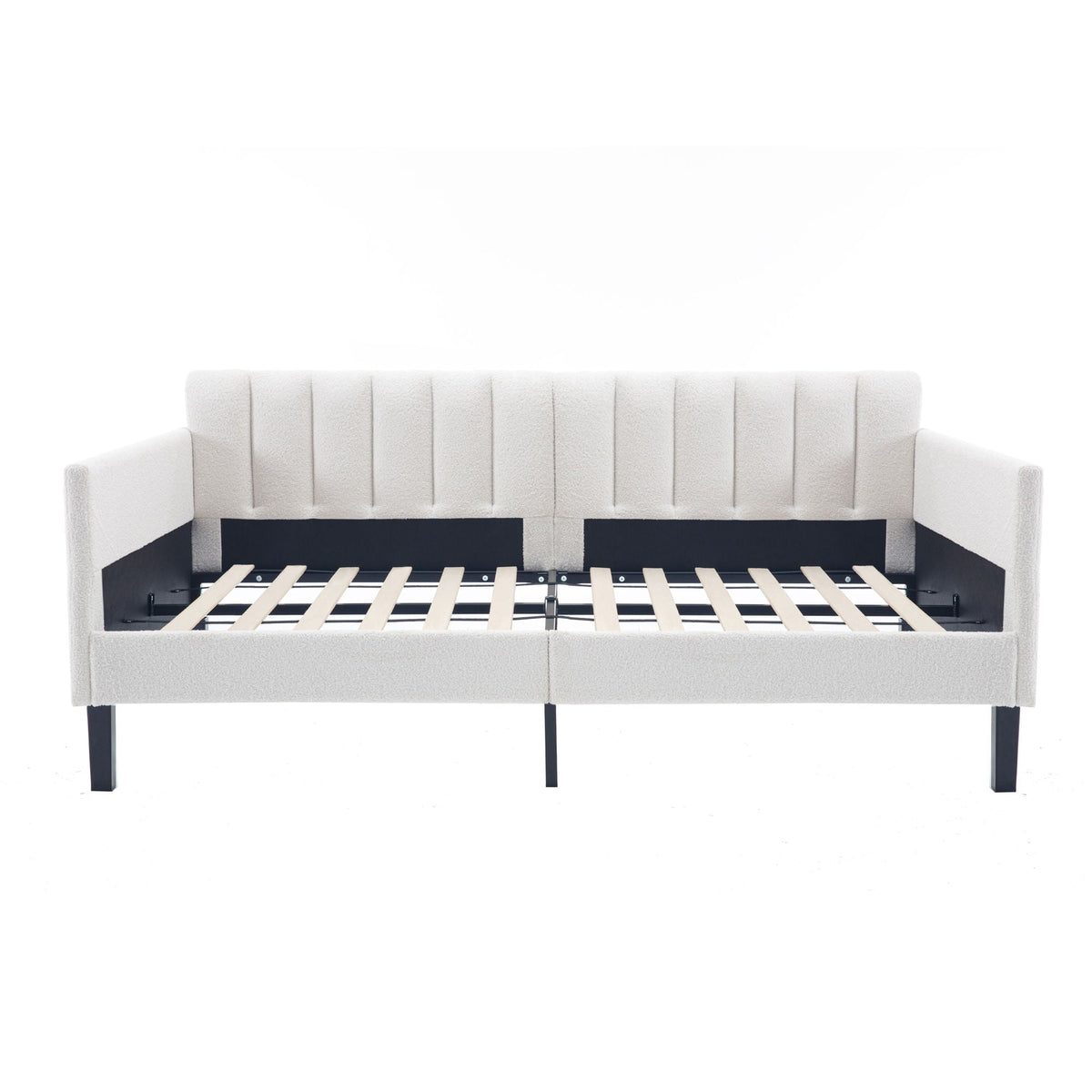 Elena - Boucle Upholstered Daybed, Ribbed Tufted Backrest