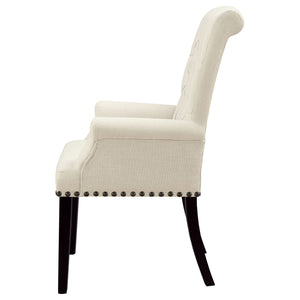 Vaughn - Upholstered Dining Chair With Tapered Legs And Nailhead Trim - Beige