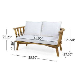 Patio Furniture Set: Outdoor Acacia Wood Patio Club Chair with Table