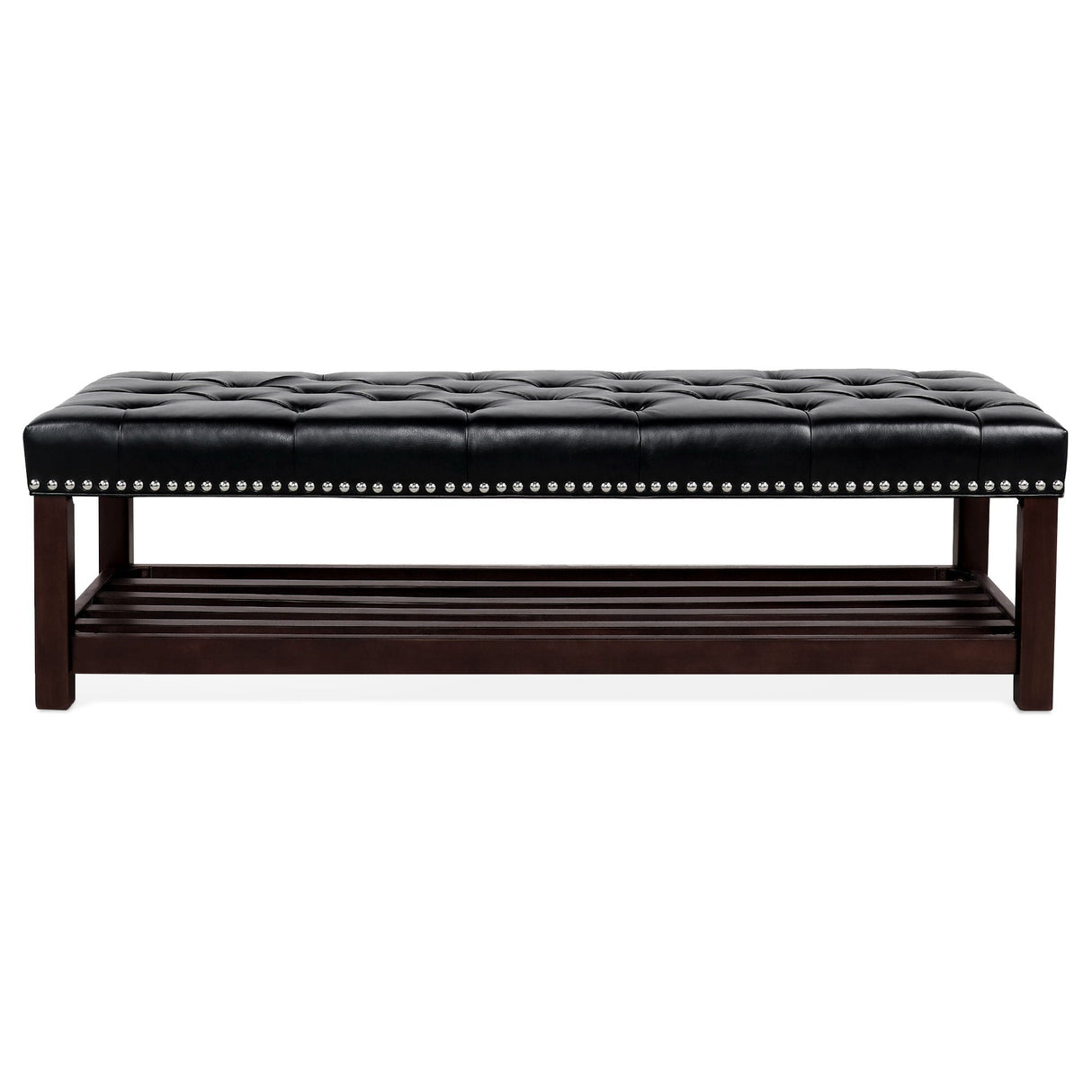 Bedroom End Of Bed Bench Tufted Upholstered End Of Bed Bench End Of Bed Entrance Shoe Bench With Nailhead Trim And Shelf Bedroom Upholstered Bench Living Room Shoe Rack Footstool