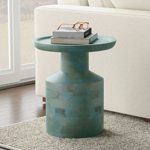 Handcrafted Wooden Accent Table with Sculptural Design - Multiple Colors