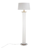 Rope Contemporary Floor Lamp in Natural Wood, White Metal, and White Rope Accent