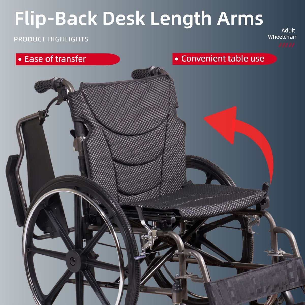 Lightweight Foldable Manual Wheelchair with Double Brakes - Black or Pearl Silver
