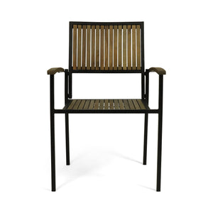 7 PCS Outdoor Dining Set for 6 with Acacia Wood and Iron