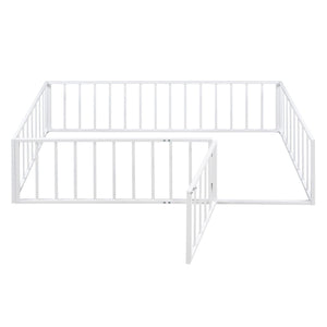 Metal Floor Bed Frame With Fence And Door