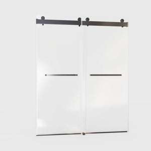 Frameless Double Sliding Soft-Close Shower Door, 3 / 8" (10Mm) Thick SGCC Tempered Glass Door, Matte