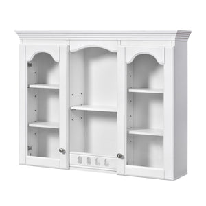 Wall-Mounted Medicine Cabinet With 2 Glass Doors, Adjustable Shelves - White