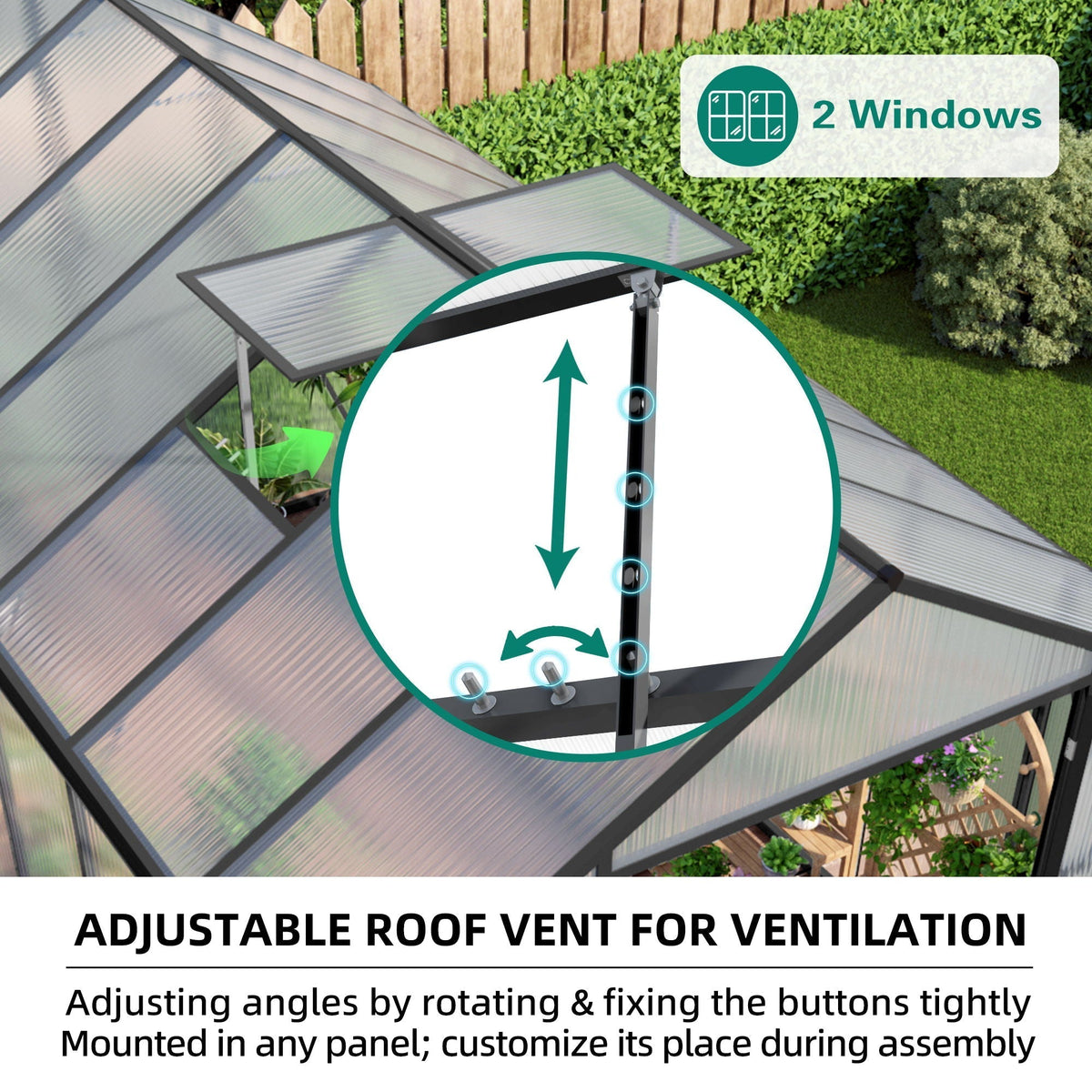 Windproof All Season Garden Shelter Greenhouse with Reinforced Frame - Black