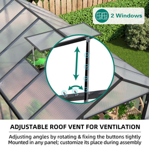 Windproof All Season Garden Shelter Greenhouse with Reinforced Frame - Black