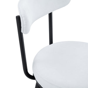 Fashionable Ergonomic High Legged Bar Chairs with White Fabric Cushions - Set of 2