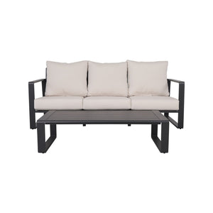3 Person Sofa With Rectangular Coffee Table, Cushions Tino Tino - Beige