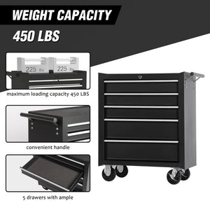 5-Drawer Rolling Tool Chest w/Lock & Key