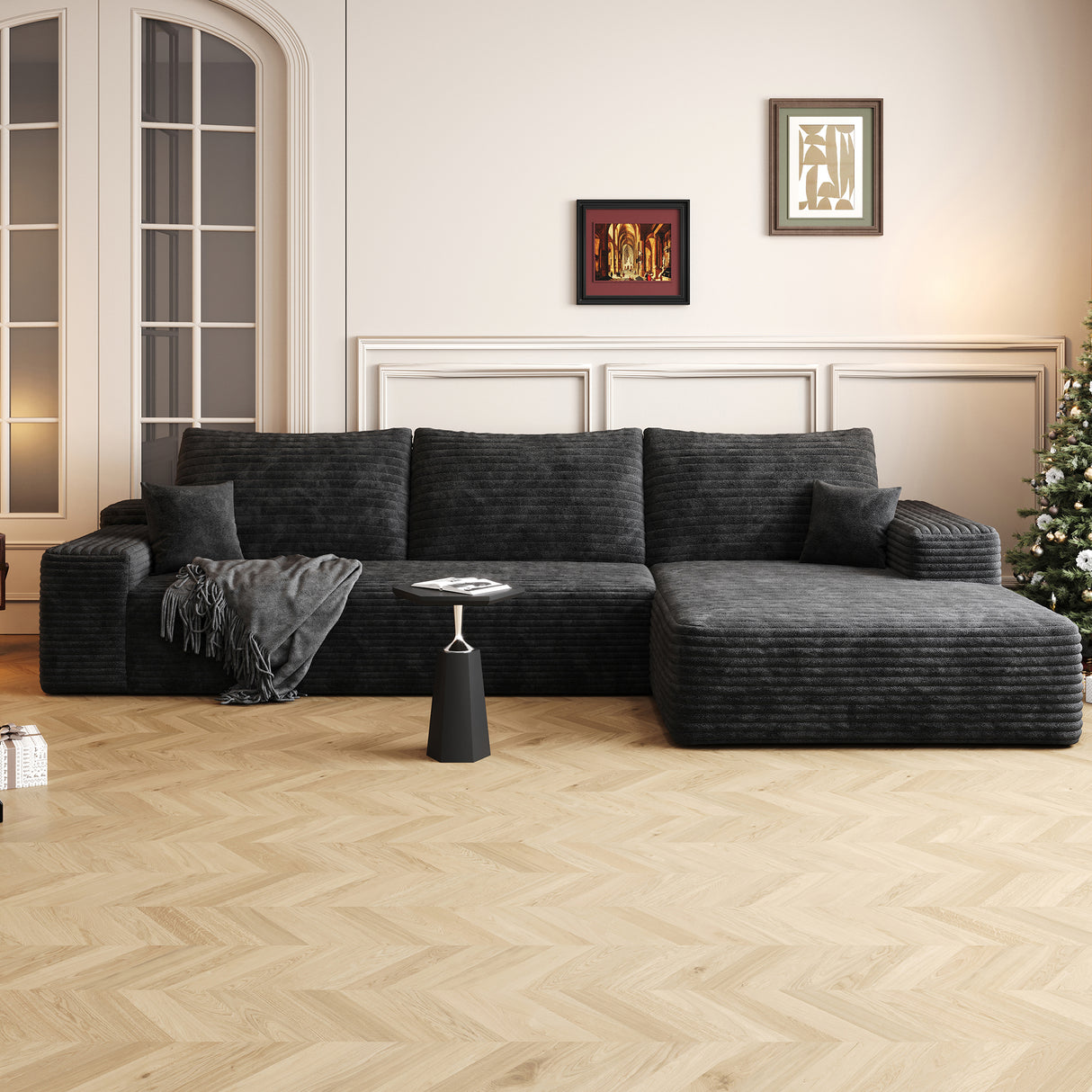 107' Cloud Sectional Couch with L-Shape Chaise,Modern Modular Sofa with Deep Seat, Upholstered Couches