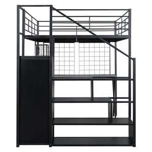 Loft Bed With Built In Work Station, Wardrobe, Storage Staircase And LED