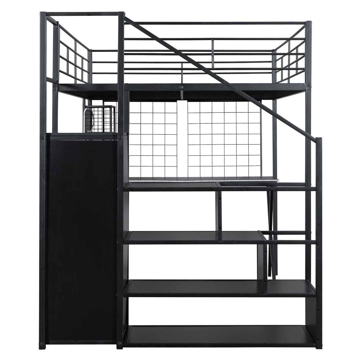 Loft Bed With Built In Work Station, Wardrobe, Storage Staircase And LED