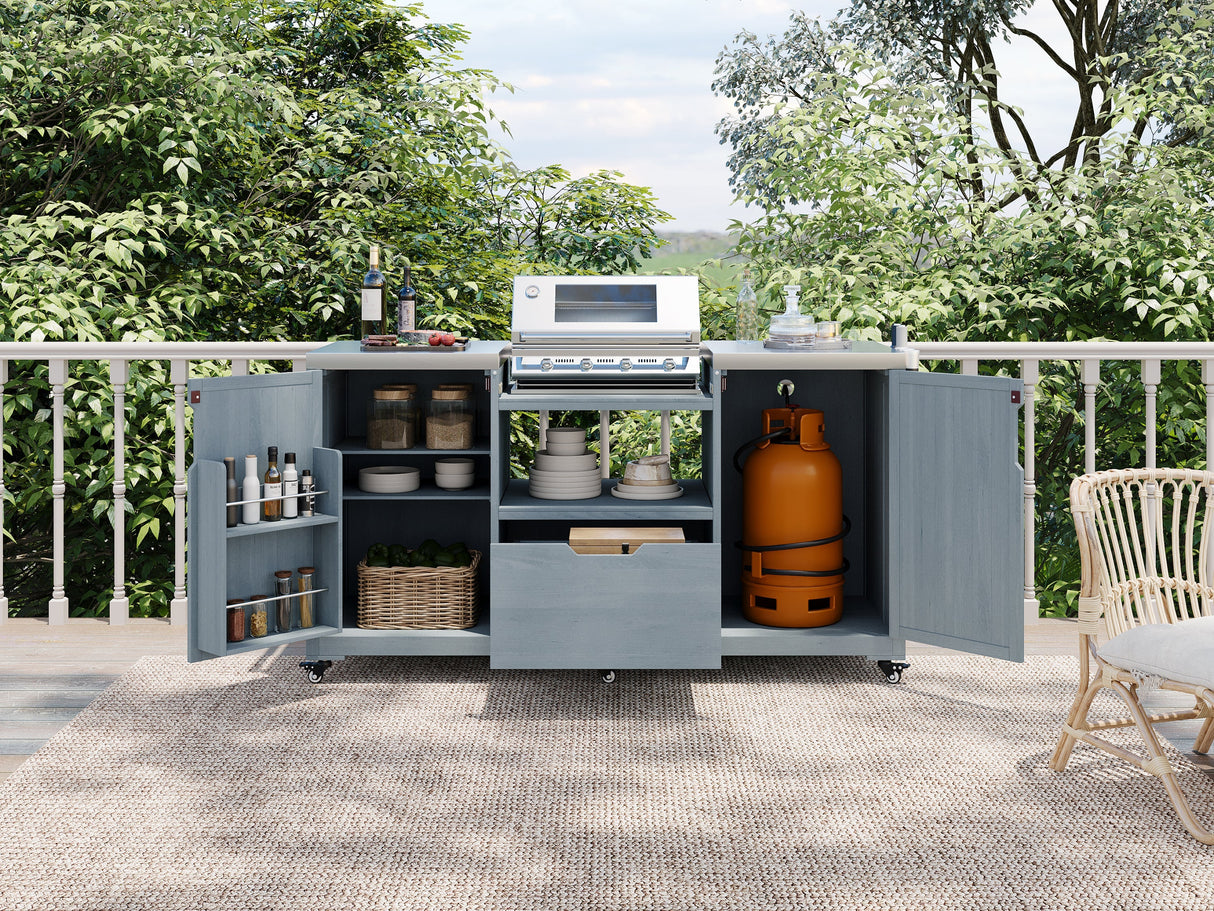 K&K 66.5" Outdoor Kitchen Island for Big Green Egg Grills