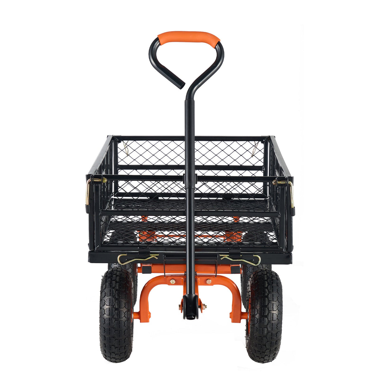 Metal Garden Dump Cart with Easy-Assemble Frame and Convertible Handle