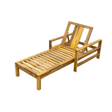 Acacia Wood Adjustable Backrest Outdoor Lounge Chair