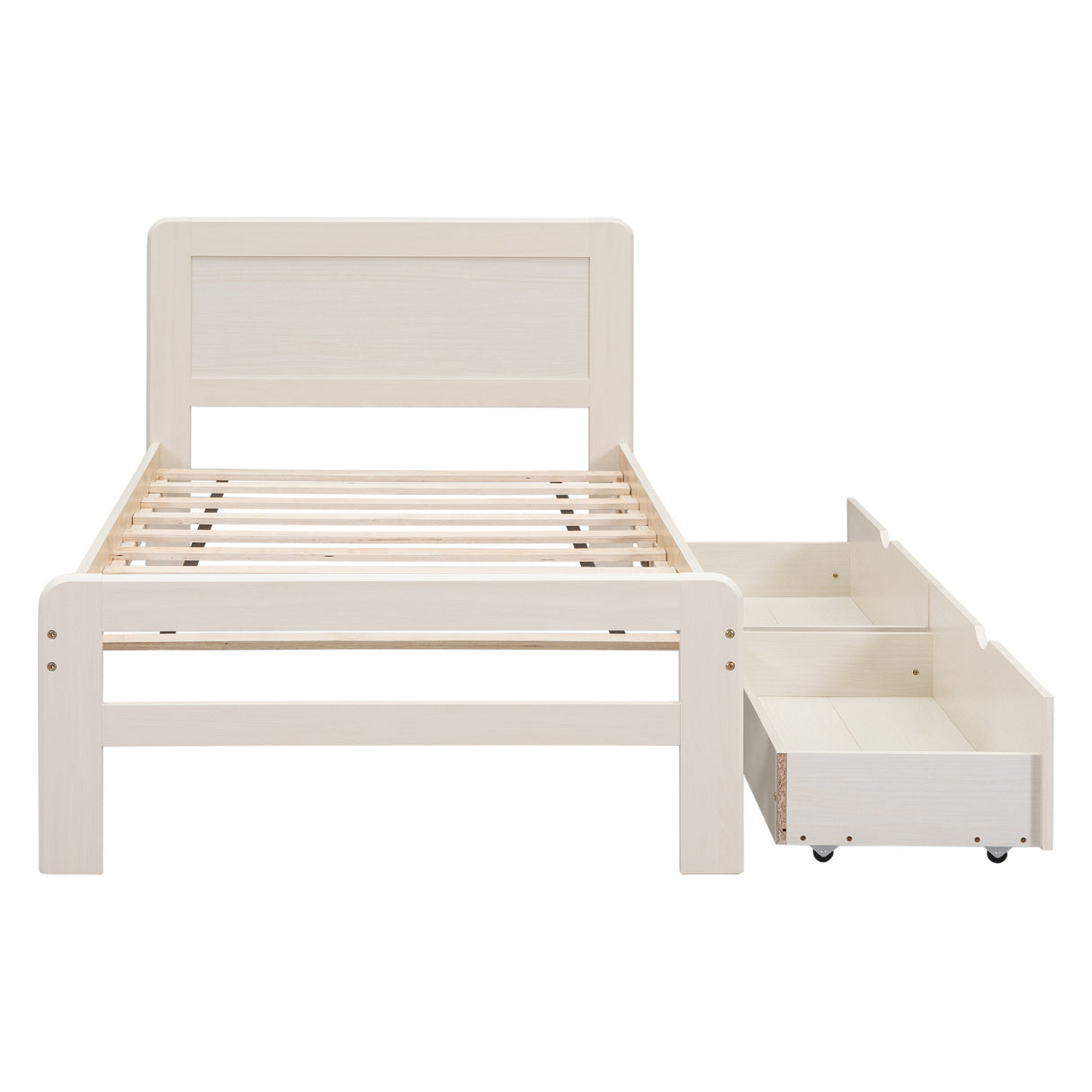 The Space-Saving Rubberwood Twin Bed With Integrated Storage