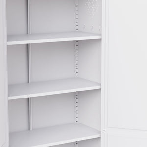 Kitchen Pantry Cabinet With Doors, Heavy-Duty Freestanding Storage Organizer With 5 Adjustable Shelves, Tool Free Assembly - White