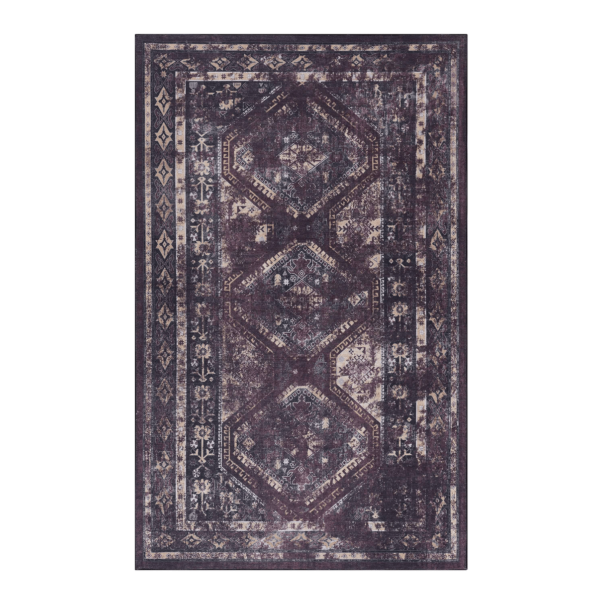 MAVAL Burgundy Washable Rug 8x10 Area Rug