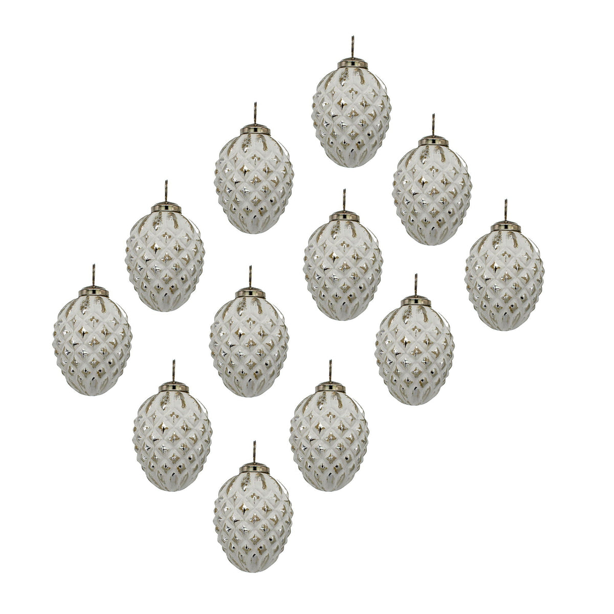 Glass Decorative Hanging Ball Christmas Tree Ornaments - White (Set of 12)