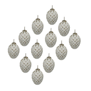 Glass Decorative Hanging Ball Christmas Tree Ornaments - White (Set of 12)