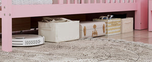Bed With Headboard Storage Rack, 2 Under Bed Drawers, 3 Side Guardrails For Safety