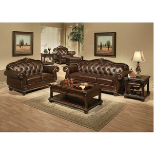 Anondale - Loveseat - Espresso Top Grain Leather Match & Cherry