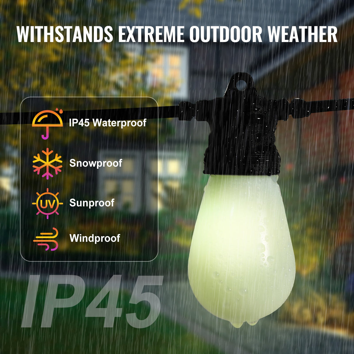 RGB Outdoor String Lights, 50FT with APP Control