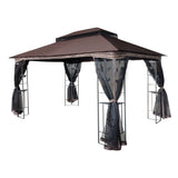 13 x 10 ft Patio Gazebo Tent with Ventilated Double Roof and Mosquito Net