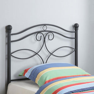 Twin Headboard With Scrollwork Design - Black