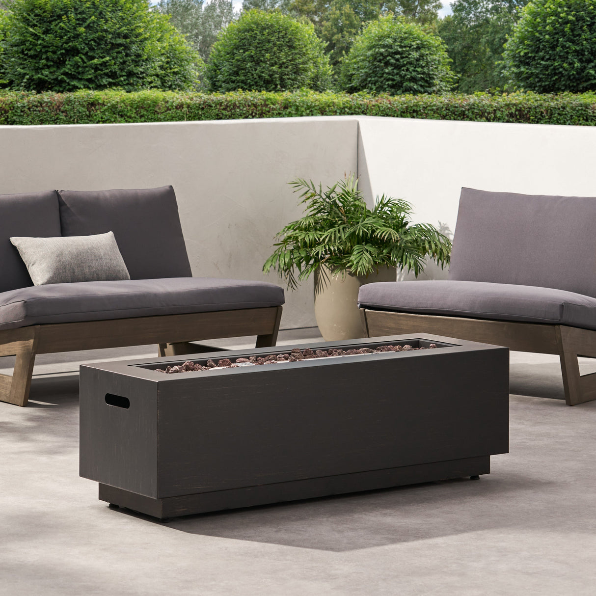 Modern Dark Grey 40' Outdoor Iron Propane Fire Pit
