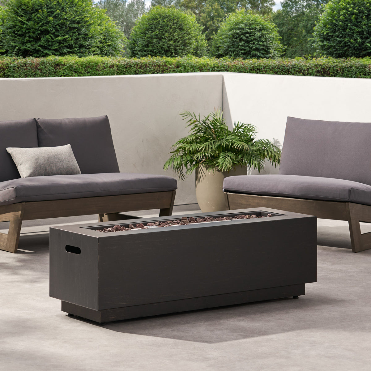 Modern Dark Grey 40" Outdoor Iron Propane Fire Pit