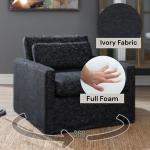 Frederick Dark Gray Fabric Swivel Chair w/Pillow